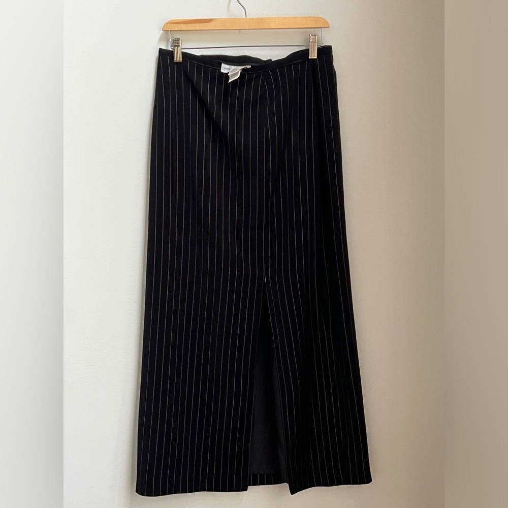 Black Pinstripe Maxi Pencil Skirt Sexy Professional